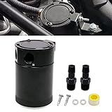 Sporacingrts Compact Oil Catch Can, Reservoir Tank ,Baffled 2 Port Oil Catch Tank ,Aluminum Air Oil Separator (Universal Black)
