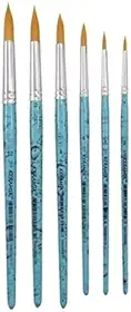 Kit Pincel Aquarela Artesanato Keramik Redondo Série 311-6 unidades