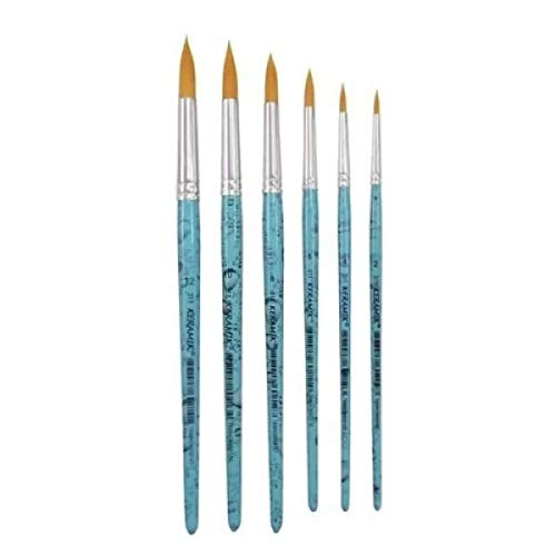 Kit Pincel Aquarela Artesanato Keramik Redondo Série 311-6 unidades