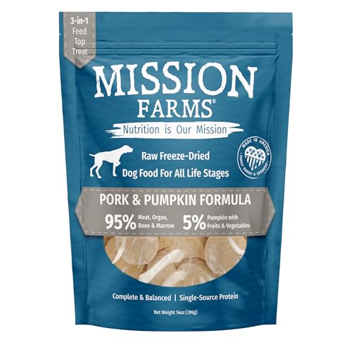 Mission Farms Freeze-Dried Raw Dog Food Pork & Pumpkin Complete & Balanced for All Life Stages...