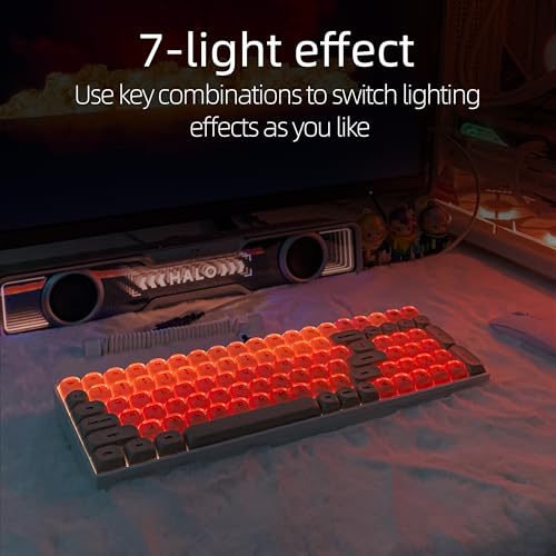 Image of ZORNHER ZH100 Foundation Mechanical Keyboard,98% Pink Creamy Keyboard with Number Pad,Full Size Gaming Keyboard Cute,Jelly MOA Profile Round Keycaps,Clicky Blue Switches