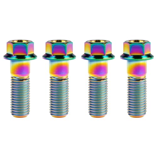 Image of Titanium Bolt M12 30 35 40 45 50 55 60 65 70 75 80 85 90mm Hex Small Flange Head for Motorcycle Car Modification Pack of 4 (M12x35mm Pitch 1.25, Multicolored)