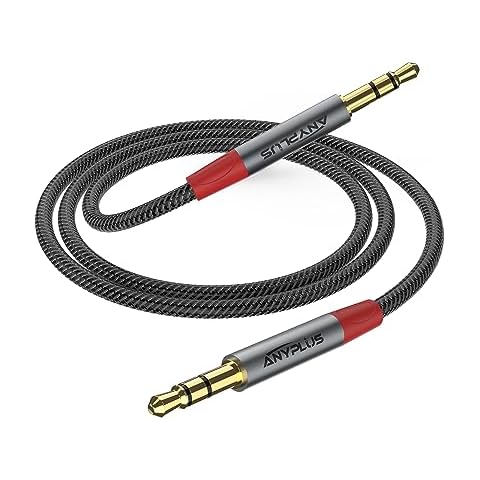 ANYPLUS Long Aux Cord, 3.5mm Aux Cable Male to Male 5M-(1pcs) Hi-Fi Souund Fish Wire Braided Audio Cable for Headphone Jack, Auxiliary Cord for iPhone, Stereo, Speaker, iPhone, iPad, iPod, Echo Cover