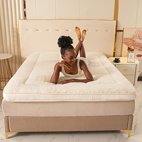 Maxyoyo Japanese Bed Futon Mattress Full Size, Floor Futon Bed Foldable Mattress For Floor Double Mattress Roll Up Guest Bed Mattress, Upgraded Ultra Soft Fluffy Full Beige Mattress #TOP5