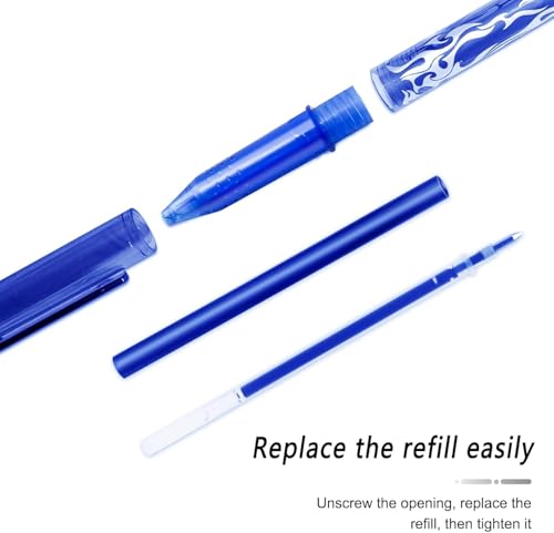 Erasable ballpoint pen, 12 blue erasable eraser pens, 0.5 mm refillable erasable pen, erasable rollerball pen, erasable gel pen, friction pen, gel pen set (12 blue pens)