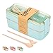 The All-in-one Lunch Bento Box -Two Stackable Meal Prep Kids Bento Box- Dishwasher Safe,Utensils,Dividers-Food Storage Containers