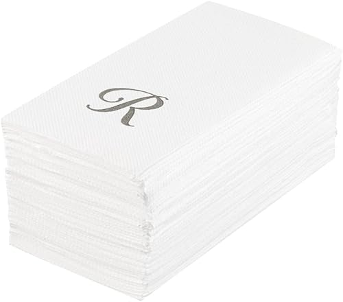 Miniatura 10 de Luxenap - Toallas de invitados de 15.8 x 7.9 pulgadas, 50 toallas de mano desechables a rayas, letra "S", fuente cursiva, servilletas de papel
