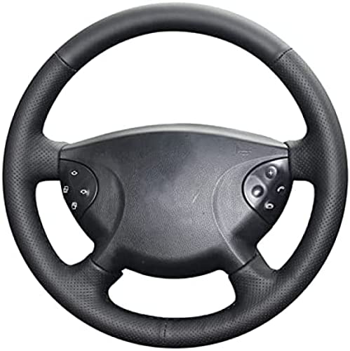 Auto-Lenkradbezug aus schwarzem Leder, für Mercedes Benz E-Klasse W211 G-Klasse W463 2002-2007, Black Line Auto-Lenkradbezug aus schwarzem Leder, für Mercedes Benz E-Klasse W211 G-Klasse W463 2002-2007, Black Line