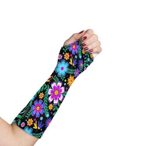 Gomyblomy Boho Flowers Arm Cast Cover Short Cast Scratcher Sleeve Elastic Arm Sling Sleeve Decorative Arms Plaster Protector Cover Stretchable Washable Arms Wrist Elbow Protection