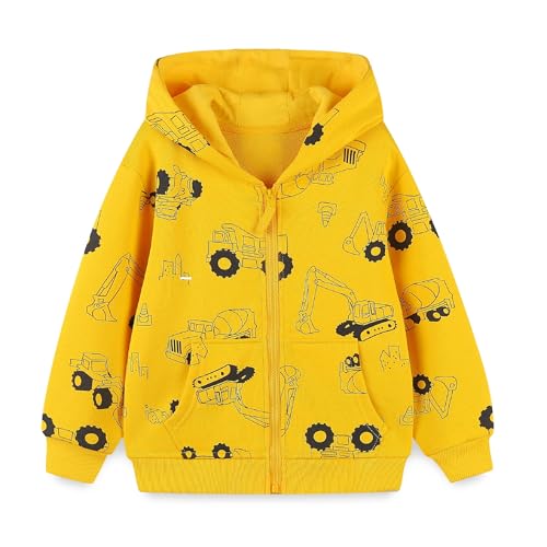 Image of Boys Toddler Zip Up Hoodie Kids Fall Winter Jacket Cute Sweatshirt With Hood 2-7 Years Old