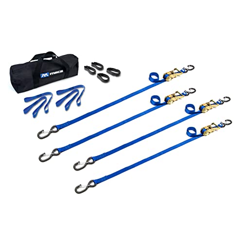 Mac's Tie-Downs 6' ATV & Motorcycle Ratchet Utility Pack with S-Hook and Keeper - Blue