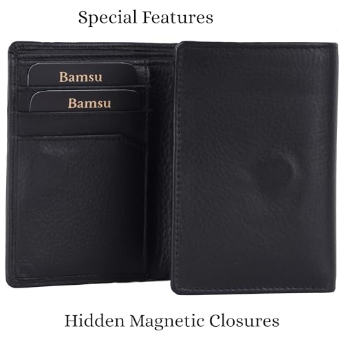 Image of Wild Wolf Black Trifold Wallet for Men - Full-Grain Nappa Leather, RFID Blocking, Unique Embossed Design, Gift for Husband, Dad, or Boyfriend