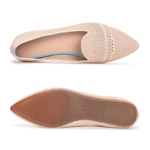 Image of Frank Mully Women's Casual Loafer Flats Slip On Loafer Shoes Comfortable Knit Flat Shoes Classics Pointy Toe Loafer Flats,for Work,Travel