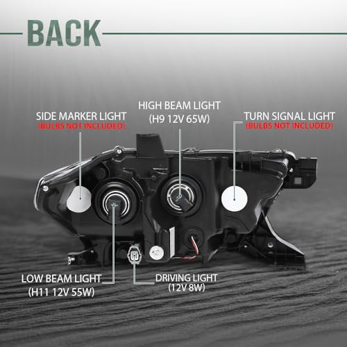 Image of GRAND ORANGE Headlight Assembly with LED Daytime Running Light Compatible with Toyota Tacoma 2016-2023, Left & Right Side Replacement Front Headlamp, 81150-04270 / TO2502244, Clear Lens Black Housing