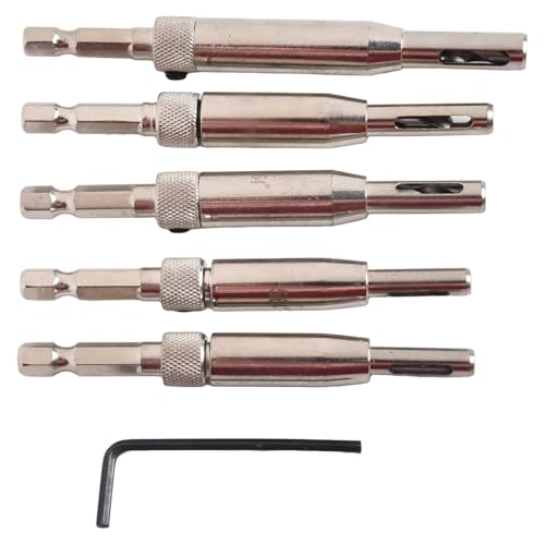 Juego de brocas para agujeros de bisagra, taladro eléctrico de mano para madera: posicionamiento preciso con 5 tamaños (5/64-13/64), compatible con portabrocas de liberación rápida, para muebles y