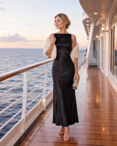 Image of Summer Backless Satin Maxi Dresses for Women 2026 Formal