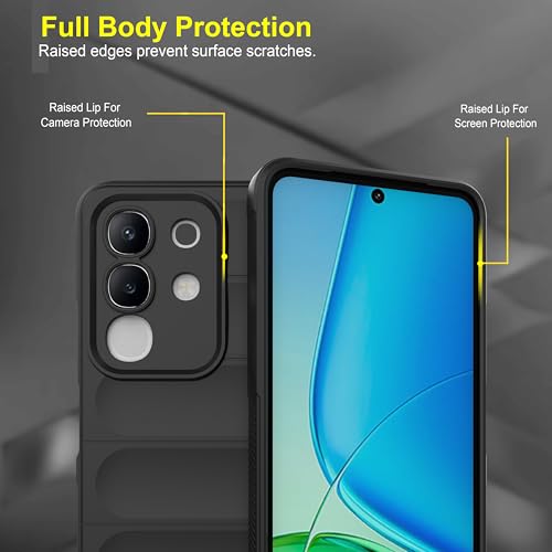 Image of Zapcase Back Case Cover for Vivo T4x 5G | Compatible for Vivo T4x 5G Back Cover | Liquid Silicon Magic Case with Camera Protection | Black