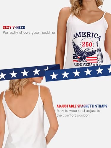 Image of Ibeauti American Flag Tank Tops for Women 4th of July Outfits Camisoles Patriotic 250th Anniversary USA Shirts