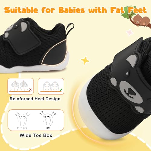 FEETCITY Baby Walking Shoes Wide Baby Shoes Boys Girls Infant Sneakers Crib Shoes Breathable Toddler Barefoot Shoes Slip On Shoes2