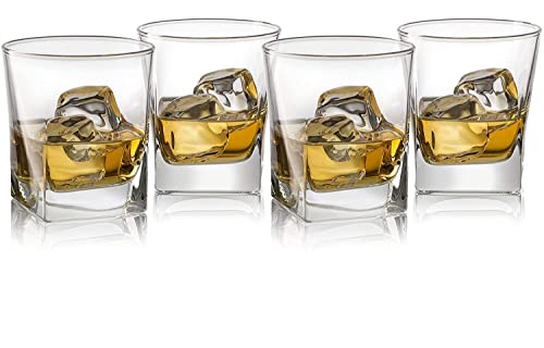  Double Old Fashioned Whiskey Glass (Set Of 4) With Granite Chilling Stones - 10 Oz Heavy Base Rocks Barware Glasses For Scotch, Bourbon And Cocktail Drinks #TOP3