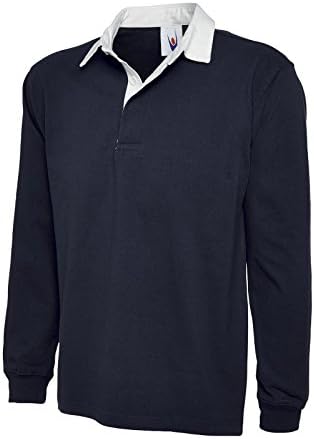 Uneek Clothing-Mens-Premium Rugby Shirt-330 gsm-Black-XS : Amazon