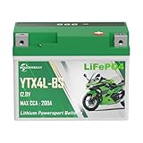 MOUDENSKAY Lithium Motorrad Batterie 12V CCA200+ YTX4L-BS Lithium Starterbatterie 12V Motorrad mit BMS und Anzeige,LiFePO4 Powersports Batterie für Motorräder,ATV,UTV,etc