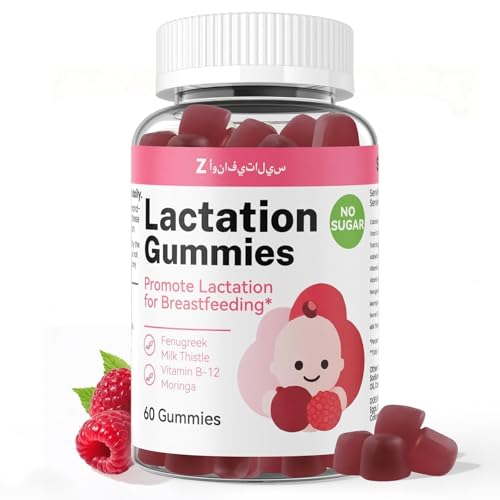 Image of Lactation Support Gummies – Herbal Blend with Fenugreek, Moringa & Fennel – Postnatal Vegan Vitamins B12 & D3 – Natural Breast Milk Booster for Nursing Moms – Raspberry Flavor, 60 Gummies