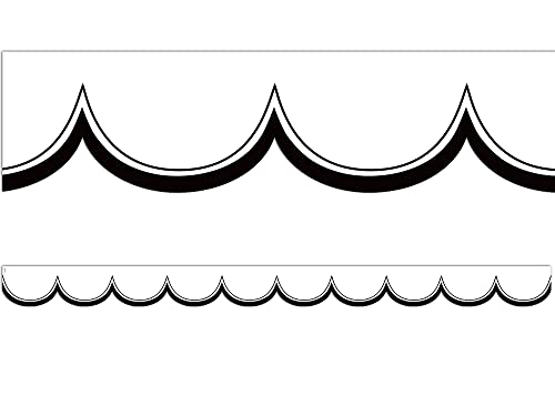 Teacher Created Resources White with Black Scalloped Die-Cut Border Trim
