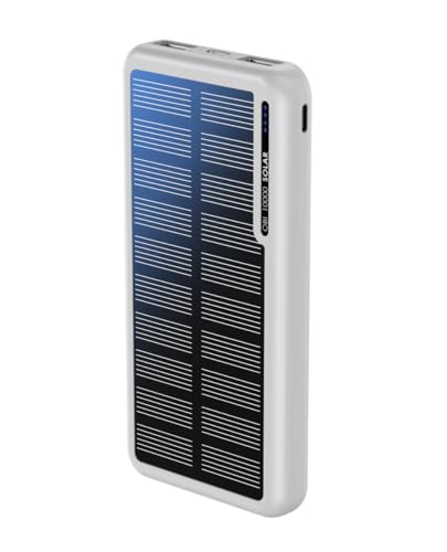 Batterie Externe USB-C Boompods Obi 10000mAh avec double port USB-A et recharge solaire blanche