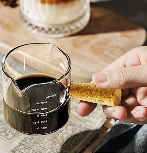 Juego de 2 Vasos Medidores para Espresso con Mango de Madera 100 ml miniatura 5