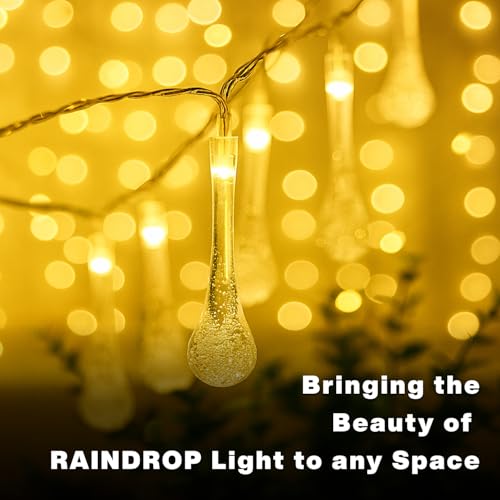 Image of MPROW Water Drop LED String Lights, 14 Warm White Fairy Lights, Plug-in Decorative Lights for Indoor Outdoor (Water Drop Warm White, 3m, 14)