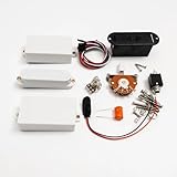 White HSH Active Electric Guitar Pickup Set – Humbuckers Single Coil Pickup, for Fender Strat RG Type Guitar (Black Pckups 1 Pot)