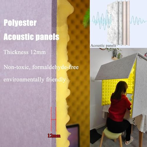 Microphone Isolation Shield, cubierta insonorizante de escritorio, cabina para estudio en casa, espuma para micrófono, caja para grabación musical, podcast, tratamientos acústicos, Amarillo 80 x 80 x 80 cm miniatura 2