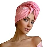 Radiant Queen Curly ! 100% Cotton T-Shirt Hair Towel (Pink Bubblegum)+ Reduce Breakage, Frizz & Tangles + Perfect for Plopping and Curly Hair Care + Zero Microfiber + Soft + Turban Hair Wrap