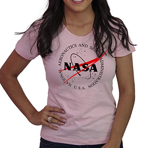 Baby Look Feminina Geek Babylook Nerd Nasa Usa 100% Algodão Cor:Rosa;Tamanho:M