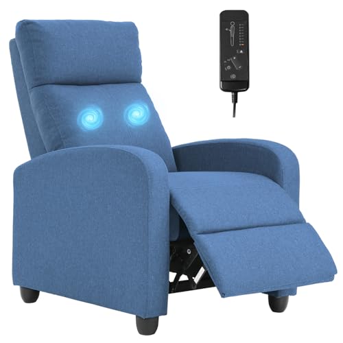 Image of FDW Recliner Chair Massage Chair Reading Chair Reclining Sofa Home Theater Seating with Lumbar Support Massage and Padded Backrest for Living Room and Bedroom (Textile, Blue)