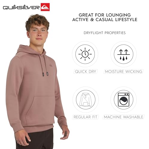 Image of Quiksilver Men's Regular Fit Active Performance Heavyweight Jacquard Mesh and Polar Fleece Pullover Hoodie (S-XL)