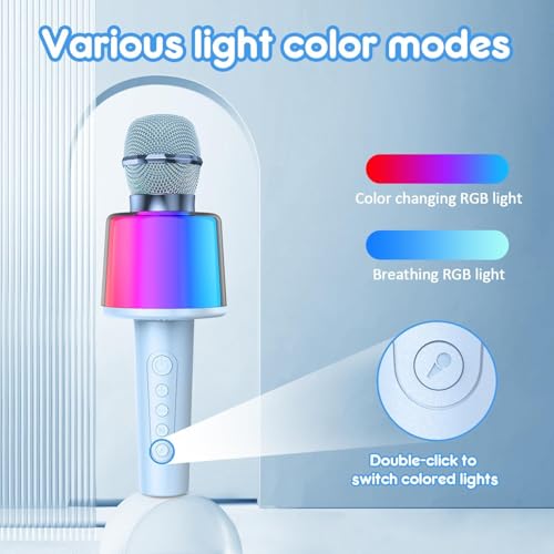 Image of Ankuka Karaoke Mic with Speaker, Bluetooth Mic for Kids & Adults Singing, Wireless Karaoke Speaker Machine with LED Lights & Voice Changer, Handheld Mike for Home Parties, Birthdays & Gifts (MC005)