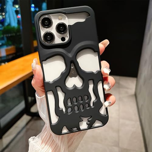 Image of Kraptick Polycarbonate iPhone 16 Pro Case - Skull Face Design Mobile Cover, Stylish & Durable Phone Cover, Lightweight Protective Fit for Apple iPhone 16 Pro -(Matte Black)