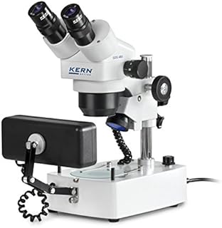 Stereo zoom microscope (Gem) [Kern OZG 493] The flexible product for the jeweller and the jewellery industry, Tube: Binocular, Eyepiece: HWF 10x Ø 21,5 mm, Field of view: Ø 28 - 5,6 mm, Objektive: 0,7x - 3,6x, Stand: Column, Illumination: 12V / 10W Halogen (incident) / 12V / 10W Halogen (transmitting) / 10W Fluorescence (Front light)