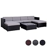 couch xxl günstig Polyrattan Kunststoff-Faser: wasser- und schmutzabweisend, wetterfest, UV-Lichtbeständig - Kissen: Polyester inkl. Reißverschluss, abnehmbar und waschbar