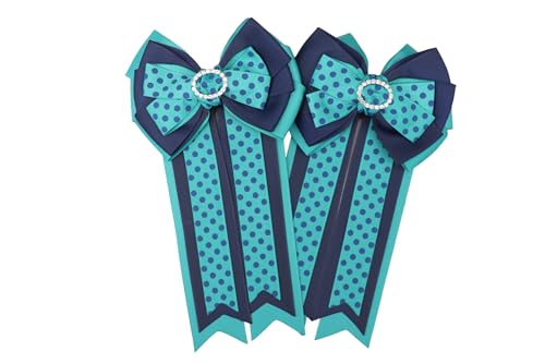 Horse Show Bows (Teal Polka-dot)