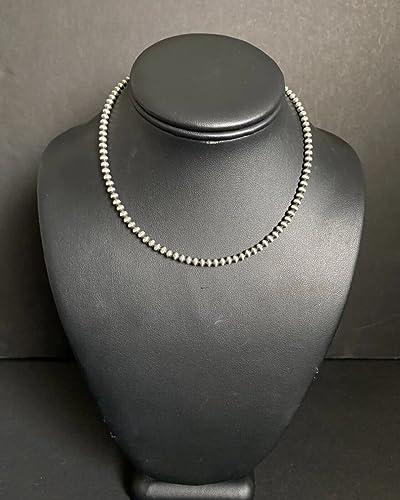 4mm Sterling Silver Oxidized Pearl Bead Necklace Southwestern everyday wear Navajo Style3