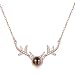 Sllaiss 14K Rose Gold Plated Sterling Silver 100 Languages I Love You Projection Necklace for Women,Deer Antler Pendant Christmas Romantic Love Memory Gift for Her,Sets with Swarovski Zirconia