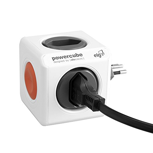 Multiplicador de Tomadas Powercube c/ Controle Remoto e 4 Tomadas, Bivolt, PWC-RM4CR, Laranja e Bran