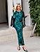 Fall Dresses for Women 2025 Wedding Guest Formal Cocktail Long Sleeve Ruched Bodycon Maxi Italian Dress Early Fall Fashion M Green Floral