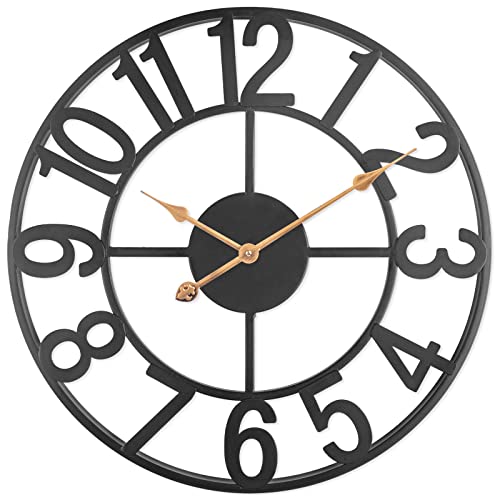 Bew 18 Inch Metal Wall Clock, Modem European Arabic Wall Clock Battery Operated, Silent Non Ticking Indoor Outdoor Home Decor Wall Clock For Living Room, Patio #TOP30