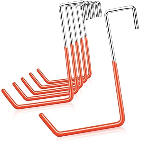 Garage Hooks, Heavy Duty Rafter S Hooks Garage Rafter Hook Bike Hangers for Garage Large S Hooks for Hanging Ladder Bike Hangers Garage Storage Organizer Set of 6 (Orange) Cover
