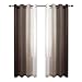 DWCN Faux Linen Ombre Sheer Curtains - Semi Voile Gradient Grommet Top Curtains for Bedroom and Living Room, Set of 2 Window Curtain Panels, 52 x 84 Inches Long, Chocolate Brown