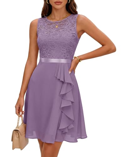 Image of BeryLove Womens Boat Neck A Line Sleeveless Lace Formal Homecoming Dress